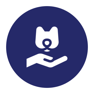 Hand holding a stylized cat symbol