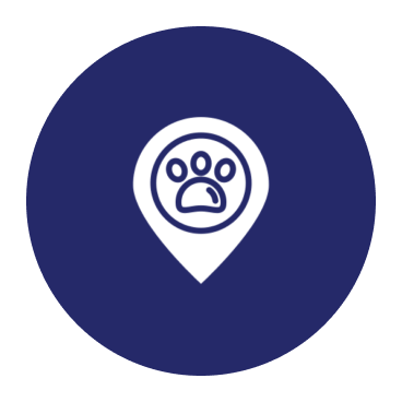Paw print inside location pin icon