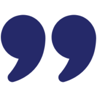 Blue quotation marks on black background